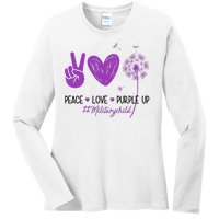 Peace Love Purple Up Military Child Ladies Long Sleeve Shirt