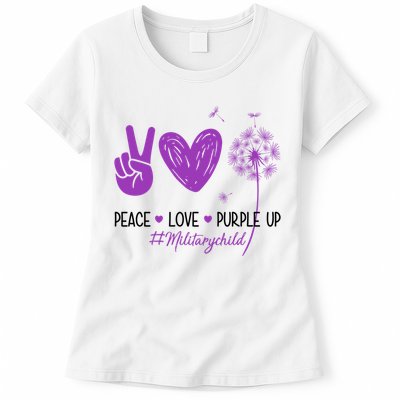 Peace Love Purple Up Military Child Women's T-Shirt