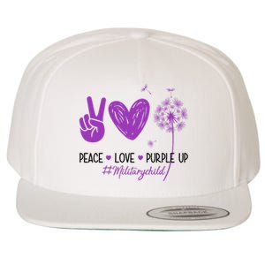 Peace Love Purple Up Military Child Wool Snapback Cap