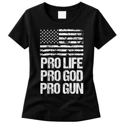 Pro Life Pro God Pro Gun Christian Conservative Womens T-Shirt