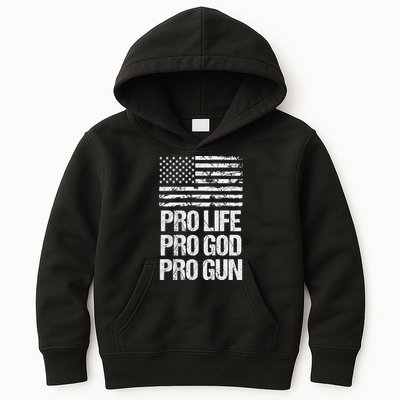 Pro Life Pro God Pro Gun Christian Conservative Kids Hoodie