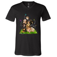 Puppy Lover Puppy Pile Cute Puppy Dog Lover Dog V-Neck T-Shirt