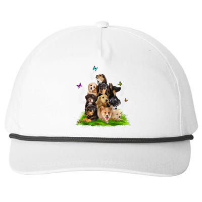 Puppy Lover Puppy Pile Cute Puppy Dog Lover Dog Snapback Five-Panel Rope Hat