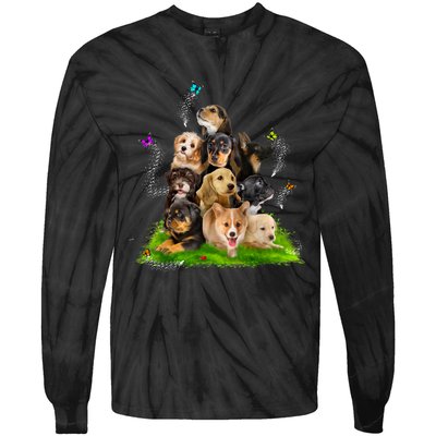 Puppy Lover Puppy Pile Cute Puppy Dog Lover Dog Tie-Dye Long Sleeve Shirt