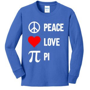 Peace Love Pi 3 14 Happy Pi Day Math Lover Pi Day March 14th Gift Kids Long Sleeve Shirt