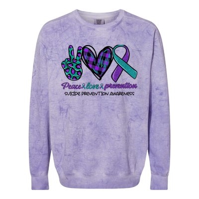 Peace Love Prevention Suicide Prevention Awareness Colorblast Crewneck Sweatshirt