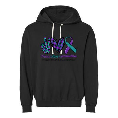 Peace Love Prevention Suicide Prevention Awareness Garment-Dyed Fleece Hoodie