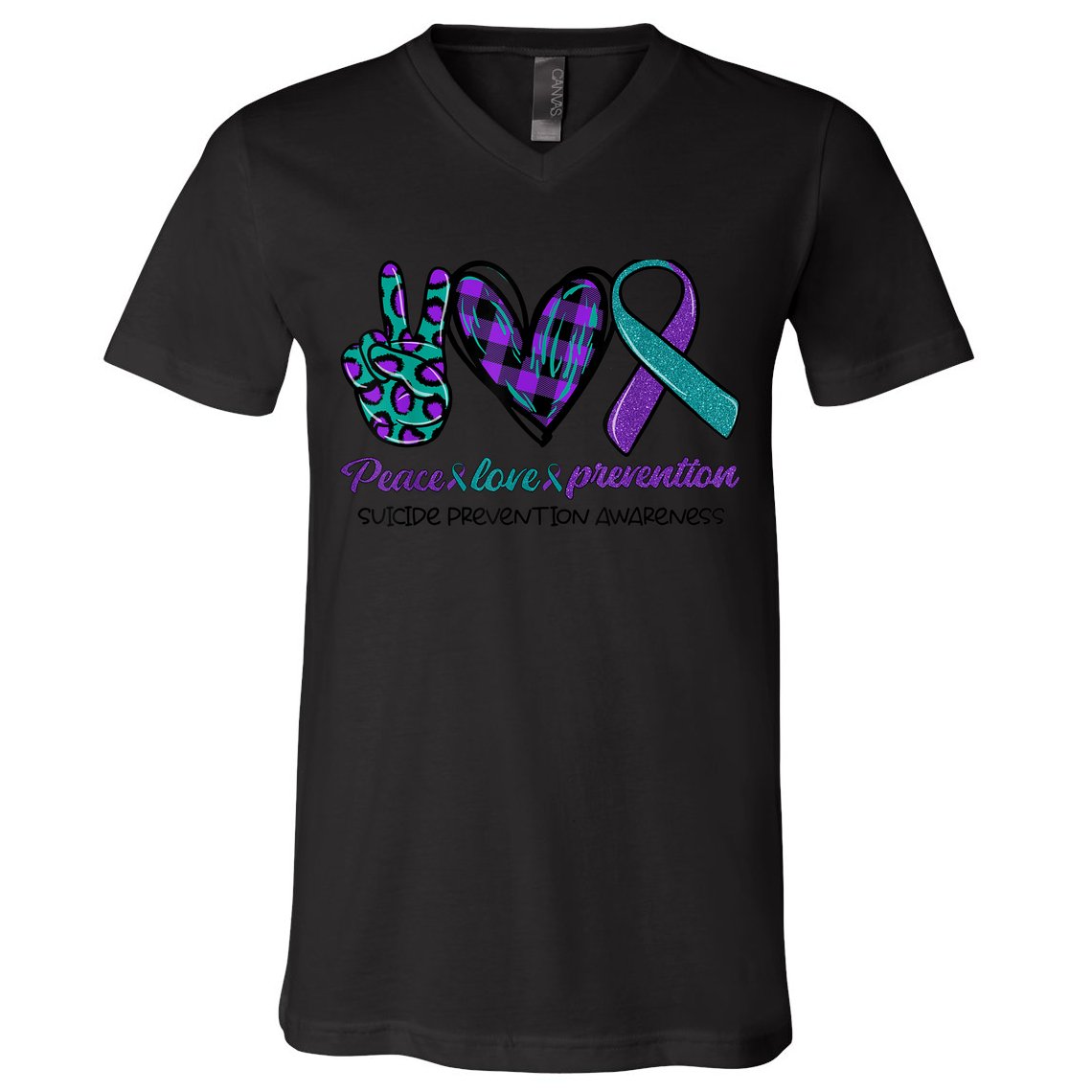 Peace Love Prevention Suicide Prevention Awareness V-Neck T-Shirt
