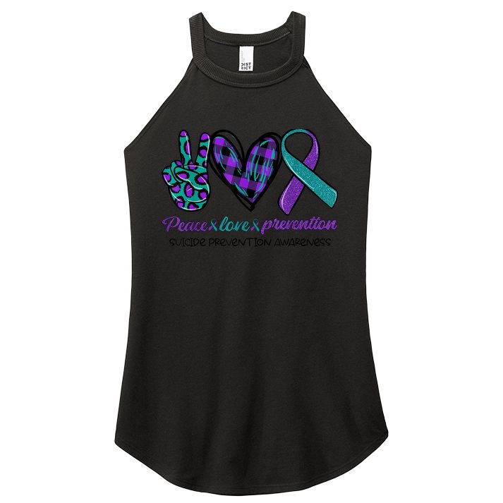 Peace Love Prevention Suicide Prevention Awareness Women's Perfect Tri Rocker Tank