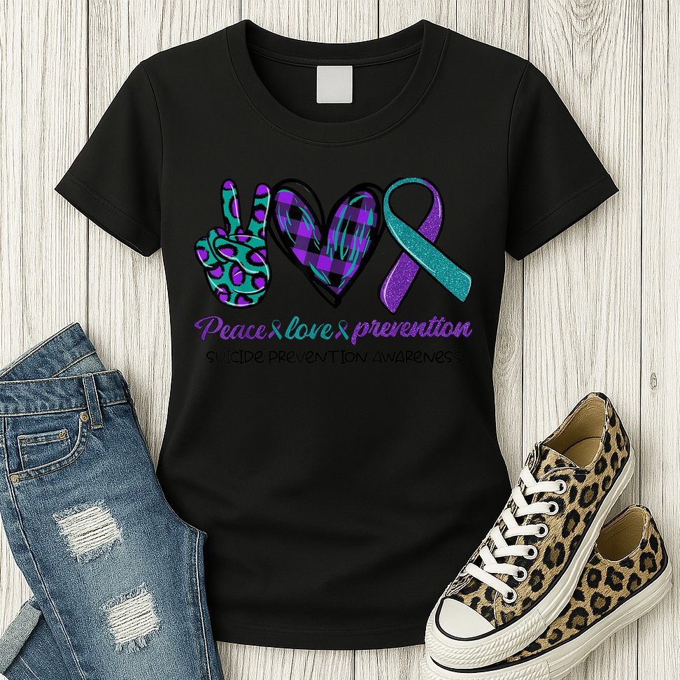 Peace Love Prevention Suicide Prevention Awareness Womens T-Shirt