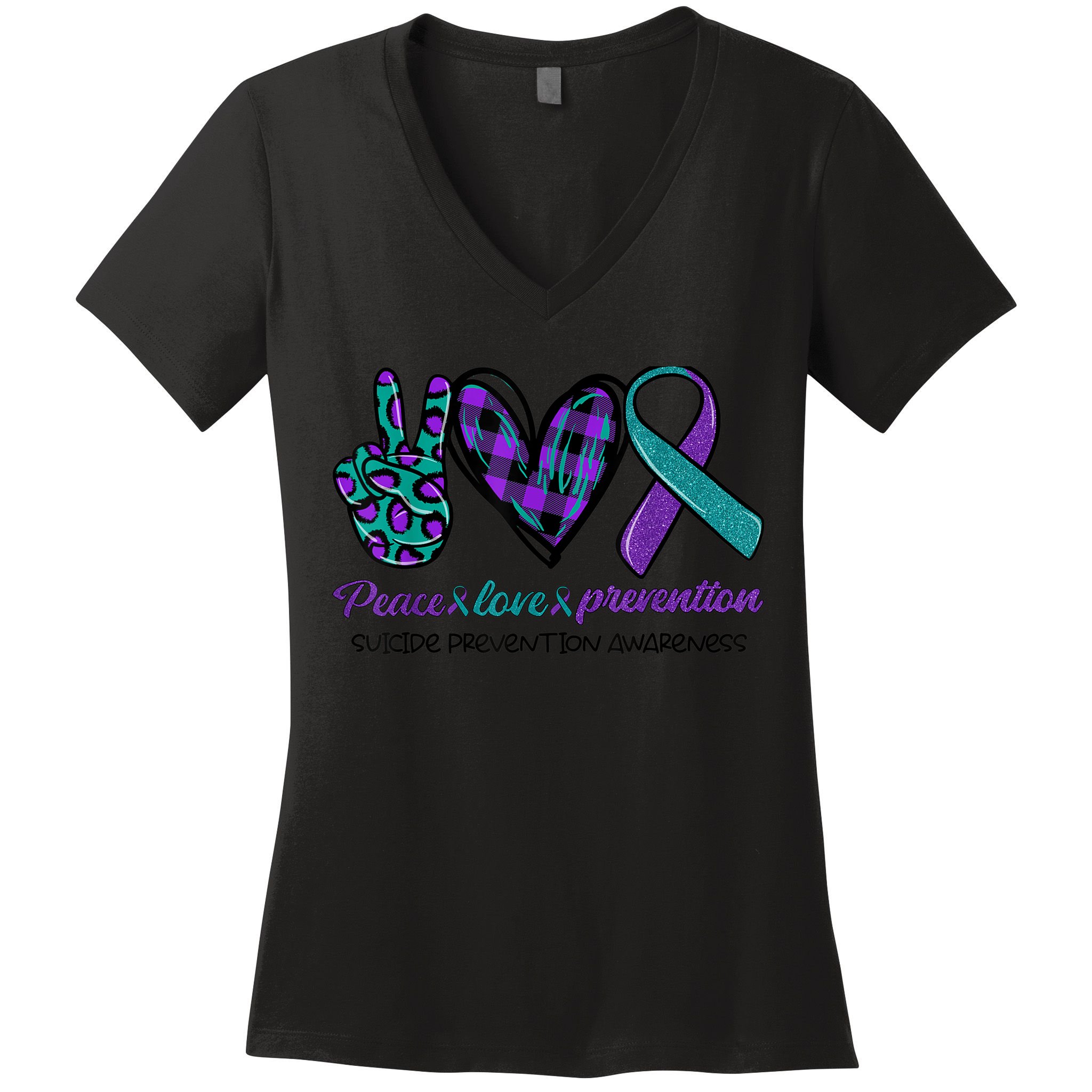 Peace Love Prevention Suicide Prevention Awareness Women's V-Neck T-Shirt