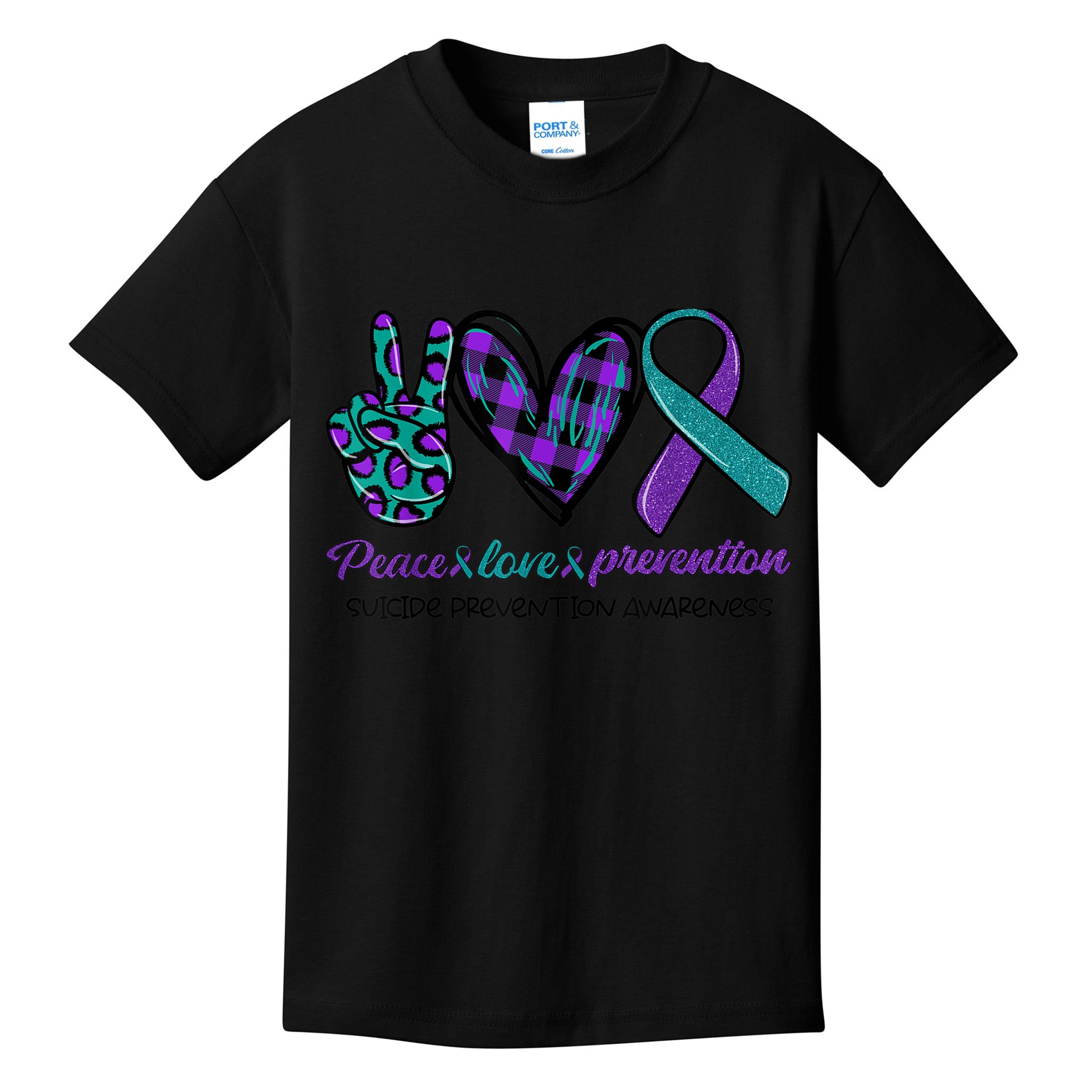 Peace Love Prevention Suicide Prevention Awareness Kids T-Shirt