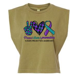 Peace Love Prevention Suicide Prevention Awareness Garment-Dyed Women's Muscle Tee