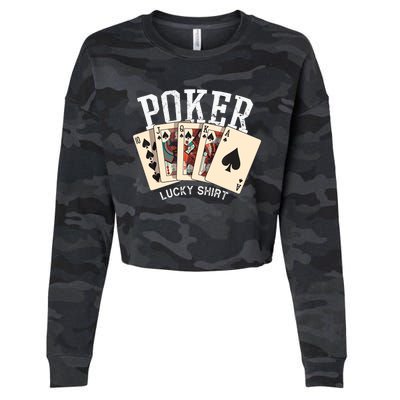 Poker Lucky Poker Player Gambling Funny Poker Cropped Pullover Crew