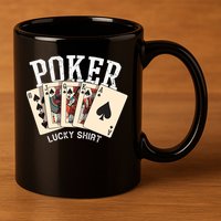 Poker Lucky Poker Player Gambling Funny Poker 11oz C Handle Ceramic Mug
