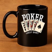Poker Lucky Poker Player Gambling Funny Poker 11oz C Handle Ceramic Mug