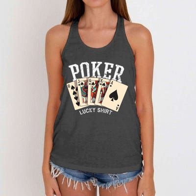 Poker Lucky Poker Player Gambling Funny Poker Women's Knotted Racerback Tank