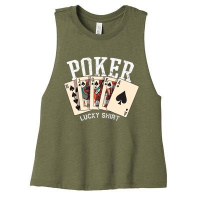 Poker Lucky Poker Player Gambling Funny Poker Women's Racerback Cropped Tank