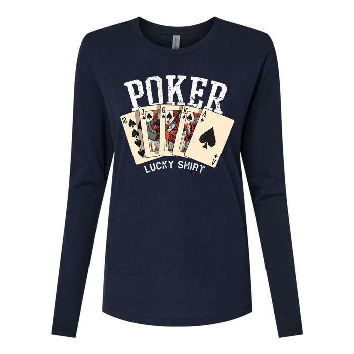 Poker Lucky Poker Player Gambling Funny Poker Womens Cotton Relaxed Long Sleeve T-Shirt