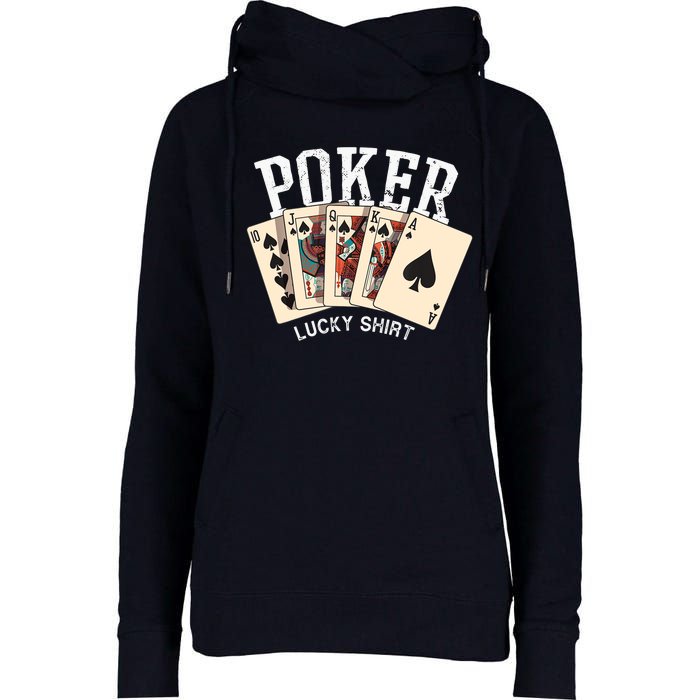 Poker Lucky Poker Player Gambling Funny Poker Womens Funnel Neck Pullover Hood