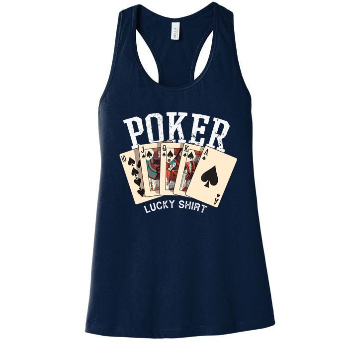 Poker Lucky Poker Player Gambling Funny Poker Women's Racerback Tank