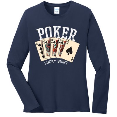 Poker Lucky Poker Player Gambling Funny Poker Ladies Long Sleeve Shirt