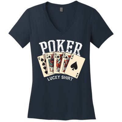 Poker Lucky Poker Player Gambling Funny Poker Women's V-Neck T-Shirt