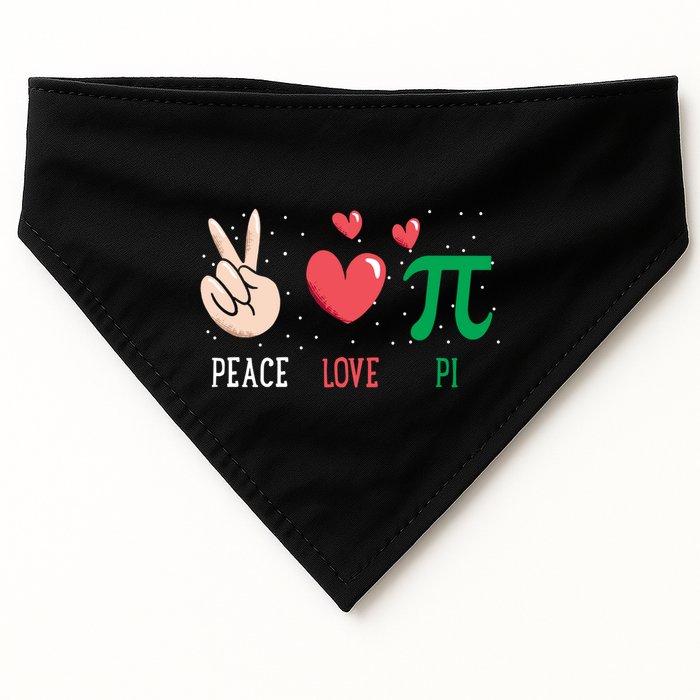 Peace Love Pi Happy Pi Day Funny Pi Day Math Geek Cute Gift USA-Made Doggie Bandana