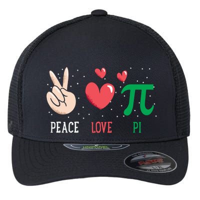 Peace Love Pi Happy Pi Day Funny Pi Day Math Geek Cute Gift Flexfit Unipanel Trucker Cap