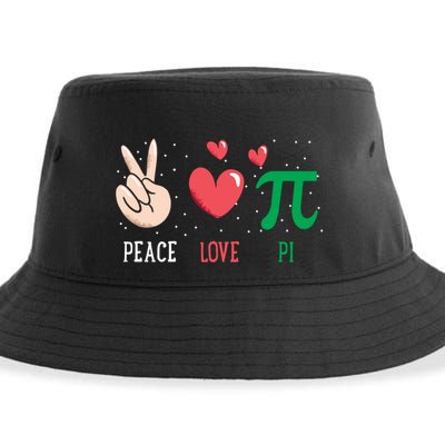 Peace Love Pi Happy Pi Day Funny Pi Day Math Geek Cute Gift Sustainable Bucket Hat