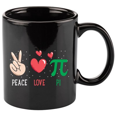 Peace Love Pi Happy Pi Day Funny Pi Day Math Geek Cute Gift 11oz C Handle Ceramic Mug