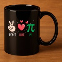 Peace Love Pi Happy Pi Day Funny Pi Day Math Geek Cute Gift 11oz C Handle Ceramic Mug