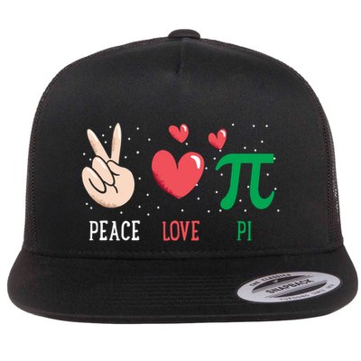 Peace Love Pi Happy Pi Day Funny Pi Day Math Geek Cute Gift Flat Bill Trucker Hat