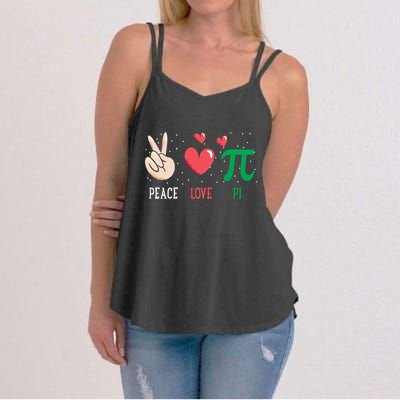 Peace Love Pi Happy Pi Day Funny Pi Day Math Geek Cute Gift Women's Strappy Tank