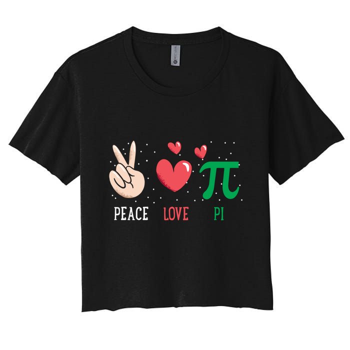 Peace Love Pi Happy Pi Day Funny Pi Day Math Geek Cute Gift Crop Top