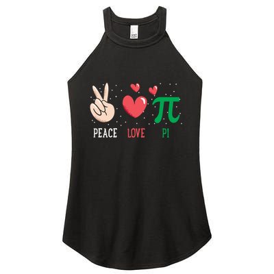 Peace Love Pi Happy Pi Day Funny Pi Day Math Geek Cute Gift Women's Perfect Tri Rocker Tank