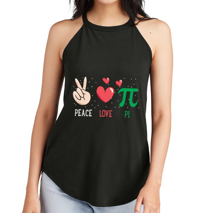 Peace Love Pi Happy Pi Day Funny Pi Day Math Geek Cute Gift Women's Perfect Tri Rocker Tank