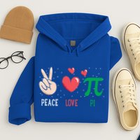 Peace Love Pi Happy Pi Day Funny Pi Day Math Geek Cute Gift Hoodie