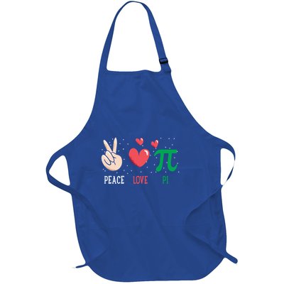 Peace Love Pi Happy Pi Day Funny Pi Day Math Geek Cute Gift Full-Length Apron With Pockets