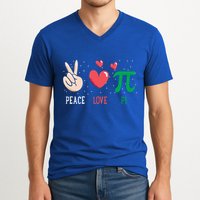 Peace Love Pi Happy Pi Day Funny Pi Day Math Geek Cute Gift V-Neck T-Shirt
