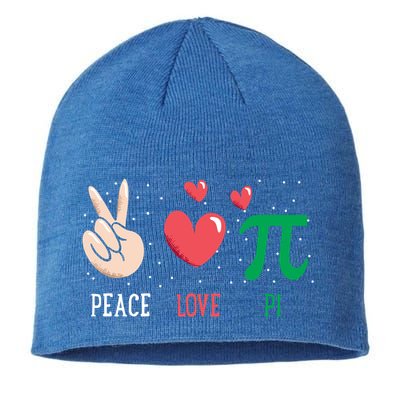 Peace Love Pi Happy Pi Day Funny Pi Day Math Geek Cute Gift Sustainable Beanie