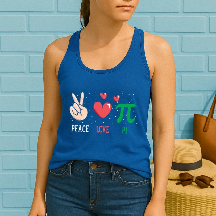 Peace Love Pi Happy Pi Day Funny Pi Day Math Geek Cute Gift Womens Tank Top