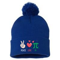Peace Love Pi Happy Pi Day Funny Pi Day Math Geek Cute Gift Pom Pom 12in Knit Beanie