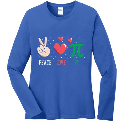 Peace Love Pi Happy Pi Day Funny Pi Day Math Geek Cute Gift Ladies Long Sleeve Shirt