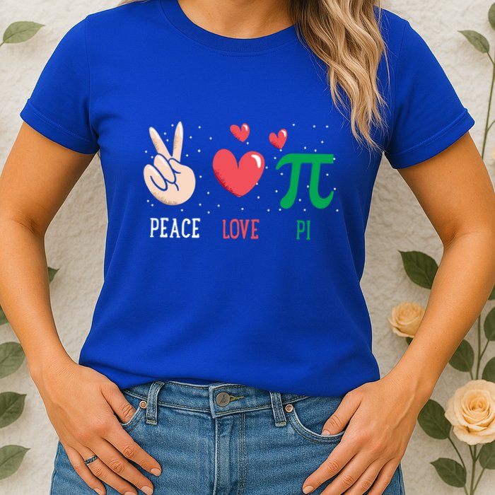 Peace Love Pi Happy Pi Day Funny Pi Day Math Geek Cute Gift Womens T-Shirt