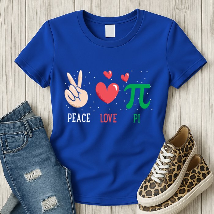 Peace Love Pi Happy Pi Day Funny Pi Day Math Geek Cute Gift Womens T-Shirt