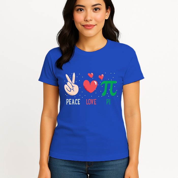 Peace Love Pi Happy Pi Day Funny Pi Day Math Geek Cute Gift Womens T-Shirt