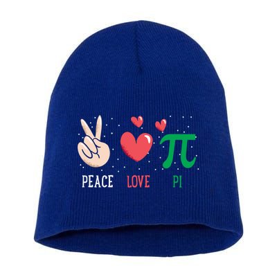 Peace Love Pi Happy Pi Day Funny Pi Day Math Geek Cute Gift Short Acrylic Beanie