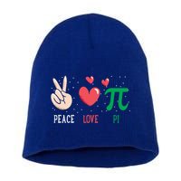 Peace Love Pi Happy Pi Day Funny Pi Day Math Geek Cute Gift Short Acrylic Beanie
