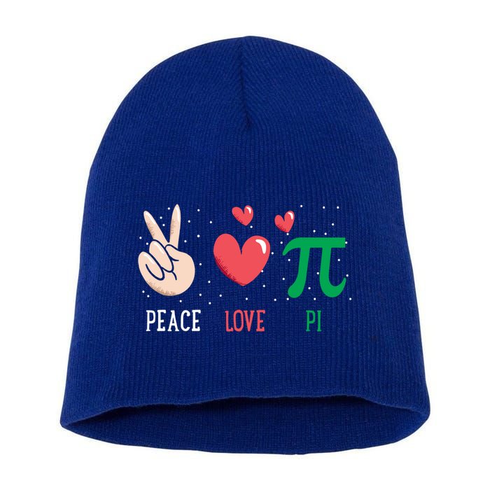 Peace Love Pi Happy Pi Day Funny Pi Day Math Geek Cute Gift Short Acrylic Beanie